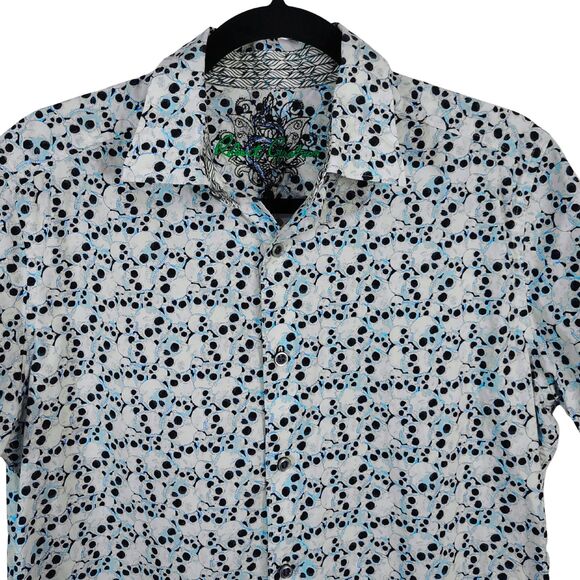 ROBERT GRAHAM Skull Print Button-Down Small Men's Short Sleeve Casual Shirt Top - Picture 3 of 7
